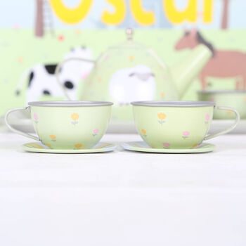 Toy Tea Set In A Personalised Bag, Choice Of Designs, 6 of 12