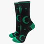 Women's Bamboo Socks Black Green Celestial, thumbnail 2 of 3