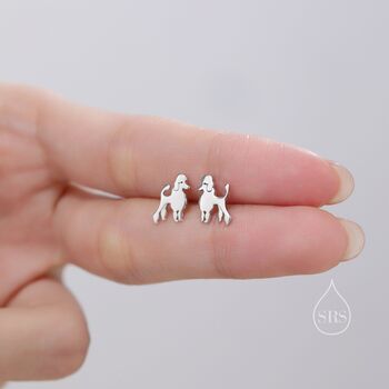 Sterling Silver Tiny Poodle Dog Stud Earrings, 6 of 12