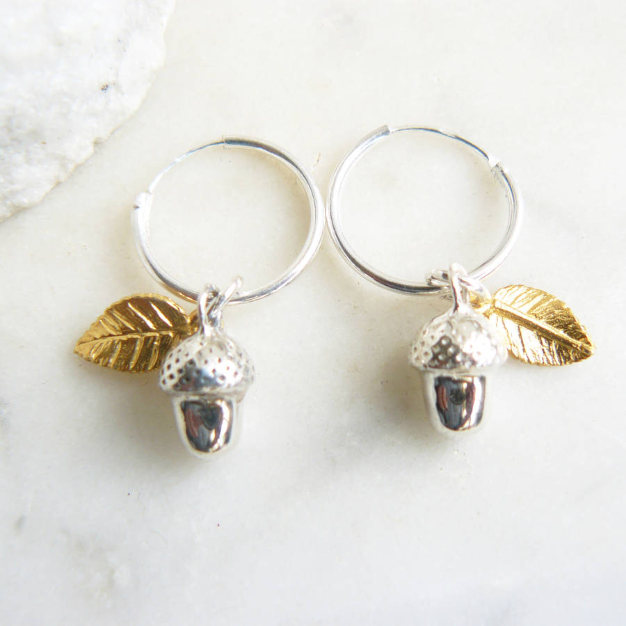 Silver And Gold Acorn Earrings By Lime Tree Design Silver And Gold Acorn Earrings