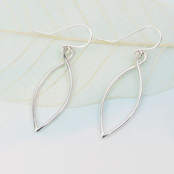 Handmade Sterling Silver Leaf Outline Earrings, 2 of 5