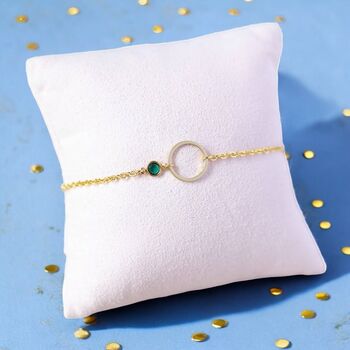 Minimalist Gold Plated Circle Birthstone Bracelet, 5 of 10