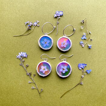 Forget Me Not Circle Iridescent Earrings, 2 of 2