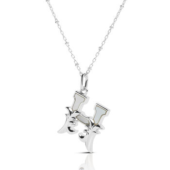 Solid Silver H Initial Necklace With Mother Of Pearl, 2 of 6