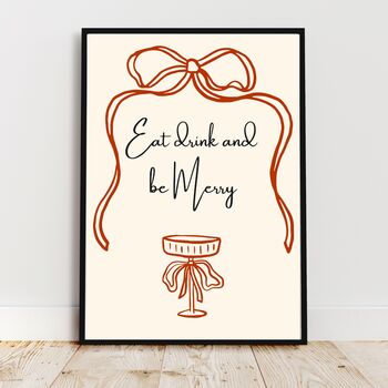A4 Christmas Art Print, Eat Drink And Be Merry, 5 of 6