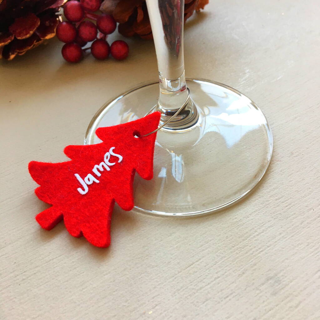 Personalised Christmas Tree Wine Glass Charms By Jackie Martin Designs