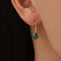 Sterling Silver Emerald Green Pear Cut Cz Drop Earrings, thumbnail 1 of 11