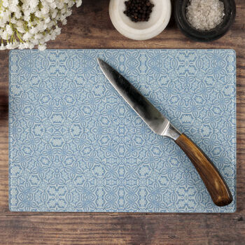 Blue Turkish Flower Worktop Protector Cutting Board, 5 of 12