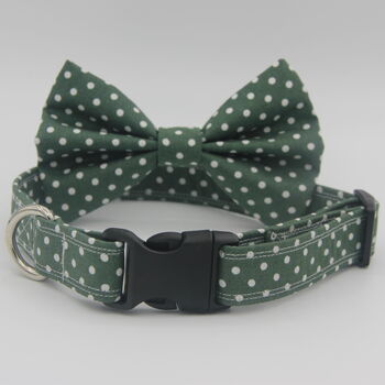 Dark Green Polkadot Dog Bow Tie, 3 of 6