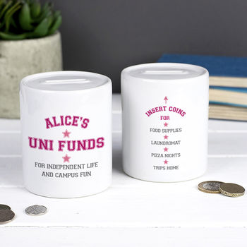 Personalised 'Uni Funds' Keepsake Money Box, 2 of 7