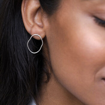 Linear Oval Wave Stud Earrings, 5 of 7
