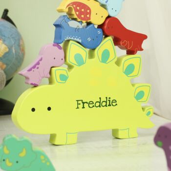 Personalised Wooden Dinosaur Stacker Toy, 3 of 6