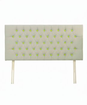 Upholstered Linen Single Headboard With Contrast Button Tufting, 9 of 11