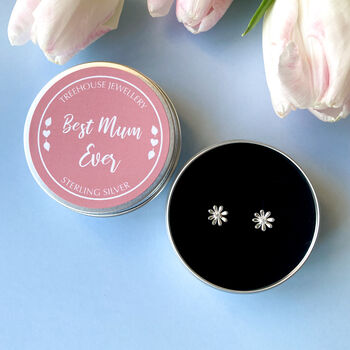 Silver Daisy Studs In A Keepsake Gift Tin, 2 of 10