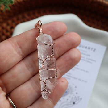Clear Quartz Wire Wrapped Pendant Necklace, 5 of 8