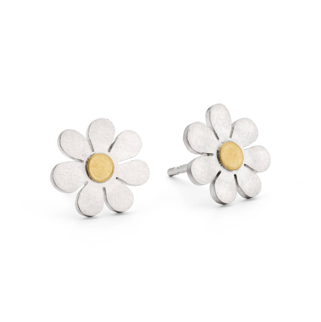 Forget Me Not Earrings In Silver And 18ct Gold, 1 of 5