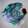 100% Mulberry Silk Scarf, Emerald Green Purple, Aurora Borealis In Gift Box, thumbnail 9 of 9