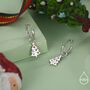 Dainty Christmas Tree Charm Hoop Earrings In Sterling Silver, thumbnail 2 of 10
