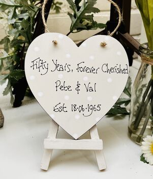 Personalised Golden Wedding Anniversary Gift Heart, 6 of 6