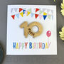 Personalised Birthday Card With Wooden Age Number, thumbnail 1 of 3