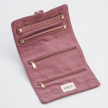 Embroidered Bee Jewellery Roll In Rose Pink, 4 of 7