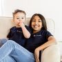 Kids Navy Be Kind Embroidered Organic T Shirt, thumbnail 2 of 4