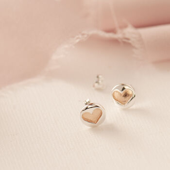 Gold And Sterling Silver Love Heart Studs, 3 of 11