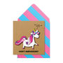 Handmade Anniversary Unicorn Funny Personalised Card, thumbnail 1 of 5