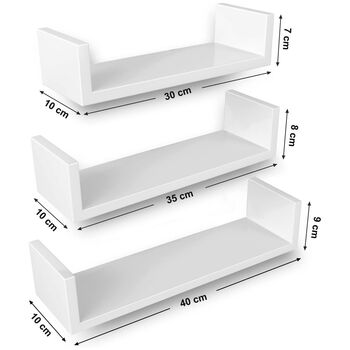 Set Of Three Modern White Wall Floating Shelves, 8 of 8