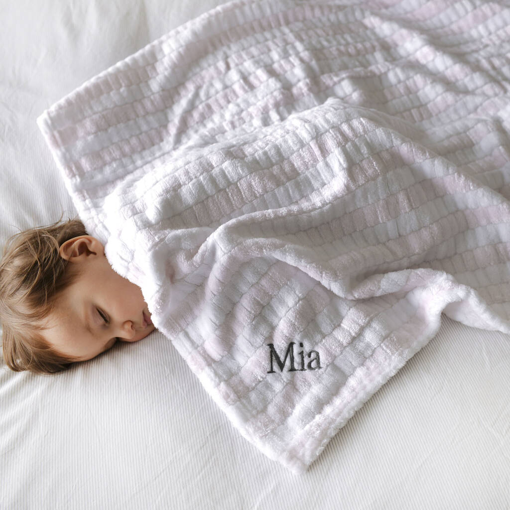 Personalised Soft Pink And White Jacquard Baby Blanket By A Type Of Design