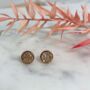 Round 18k Rose Gold Plated Rose Druzy Crystal Studs, thumbnail 1 of 5