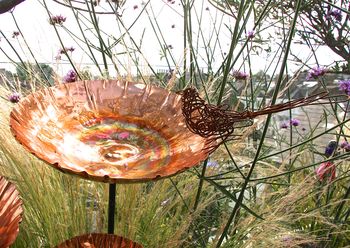 Copper Chalice Garden Bird Bath Sculpture Lt200, 9 of 12