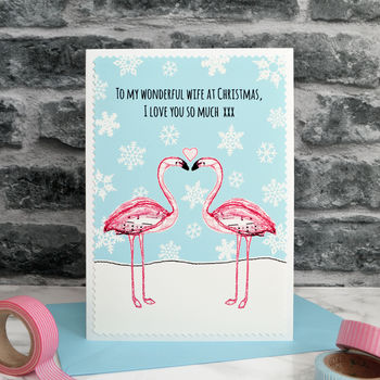 'Flamingos' Personalised Couple Christmas Card, 2 of 4