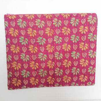 Upcycled Purple Floral Sari Vintage Kantha Clutch Bag, 3 of 6