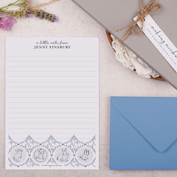 A5 Personalised Letter Writing Paper Blue Rabbit Design, 3 of 4