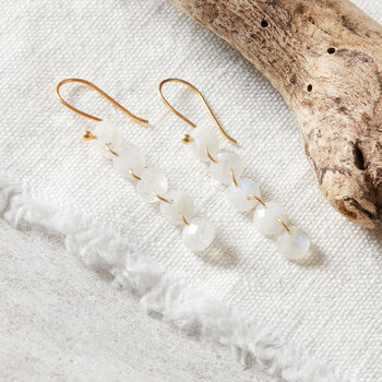 White Moonstone Five Pebble Drop Earrings, 5 of 6