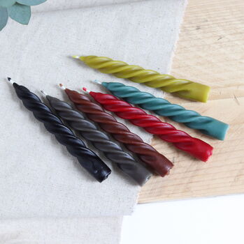 Spiral Beeswax Taper Candles | Seasonal Colours, 6 of 6