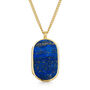 Men's Large Lapis Dog Tag Locket 18 K Gold Plated Silver, thumbnail 1 of 5