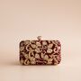 Baraat Maroon Velvet, Gold Embroidered Clutch, thumbnail 1 of 6