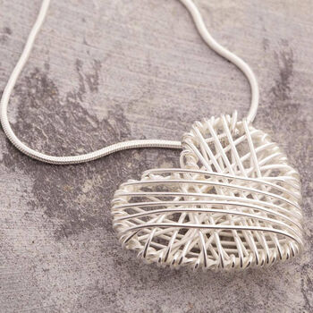 Sterling Silver Interwoven Heart Necklace, 4 of 5