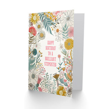 Step Sister Floral Wildflower Boho Her Birthday Card, 2 of 4