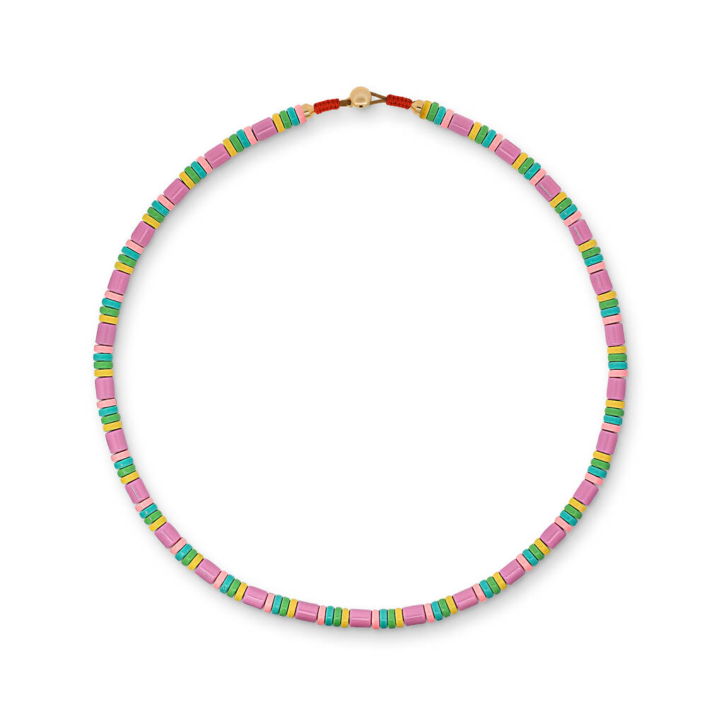 Lilac And Pastel Metal Beaded Necklace