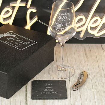 Retirement Diamante Embellished Stemmed Wine Glass And Gift Set, 4 of 4