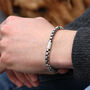Men's Sterling Silver Hexagon Bead Bracelet, thumbnail 1 of 4