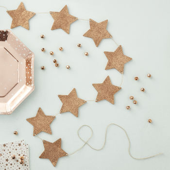Rose Gold Glitter Wooden Star Bunting Decorations, 2 of 3