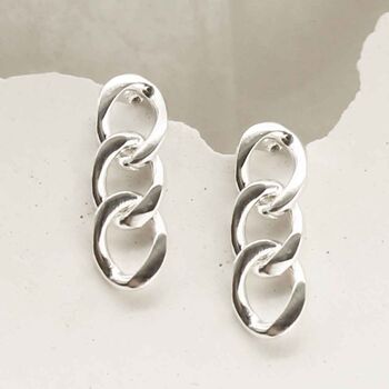 Sterling Silver Curb Chain Earrings, 2 of 6