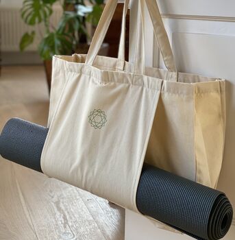 Yoga Mat Tote Bag With Embroidered Chakra Symbol, 3 of 6