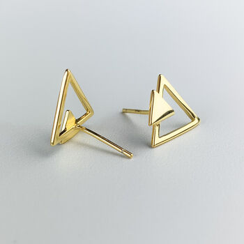 Sterling Silver Triangle Arrow Stud Earrings, 4 of 7