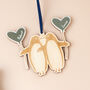 Penguins With Gold Balloons Personalised Christmas Tree Decoration, thumbnail 2 of 7