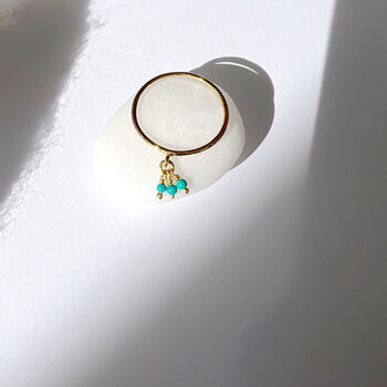 Triple Turquoise Cluster Drop Ring, 6 of 8